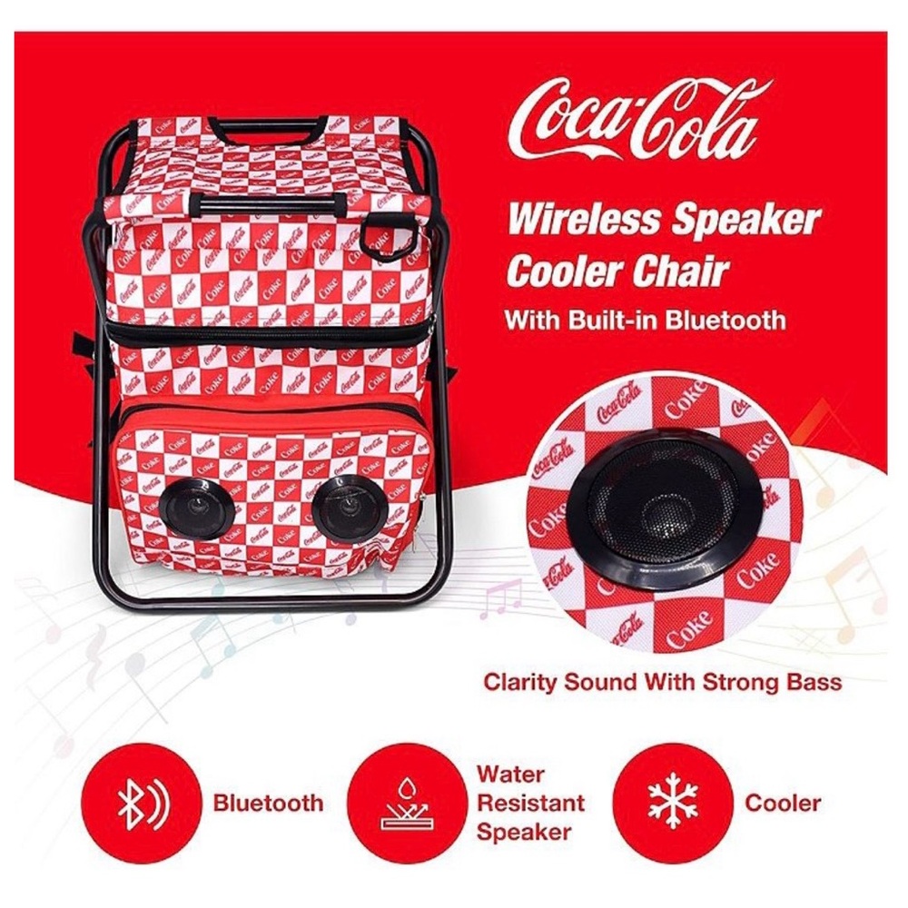 Coca Cola Red & White Bluetooth Cooler Speaker Chair